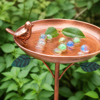 Timeless Bronze Feathered Friend Bath, 24cm×86cm Weather-Resistant Iron with Ground Post for Lawn Decor, Patio Decor