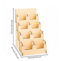 4-Tier Sticker Holder Easy to See Wooden Sticker Rack Slanted Tiers Step Display Shelf for Countertop
