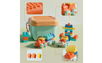 Toddler Blocks with Train Portable Building Blocks with Storage Bucket Construction Set Non for Toddlers, Playroom