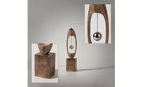 Sculptural Ornament with Shiny Ball Wood-Grain Resin Statue with Hanging Ball