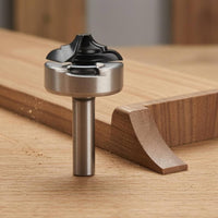 Metal Body Flush Trim Router Bit Compact Bottom Bearing Trim Bit Round Profile Woodworking Tool Silver and Black for Shaping