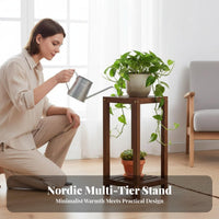 Multi-Tiered Plant Shelf Freestanding Tiered Wooden Pedestal Space-Saving Minimalist and Design for Gardeners, Indoors, Office