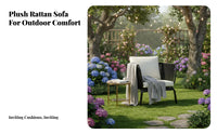 4 Pieces Weather-withstandant 4-Piece Woven Sofa Set Water paddings 4-Person Sofa and Chair Set Modern Design Outdoor Furniture Easy to Clean for Homeowners, Families, Adults, Garden, Sunroom, Backyard, waterside