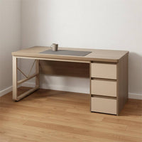 Wide Desktop Desk with Drawers and Shelves Low Formaldehyde Computer Desk with Drawers Industrial Design Home Office Study Table Combination Lock Drawer