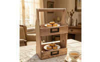 Rustic Two-Tier Storage Box Lightweight Organizer Case with Handle Farmhouse Storage Box with Handle Long-Lasting for Vanity