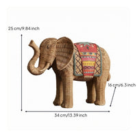 Rattan Elephant Decor Decorative Woven Elephant Statue Cute Look for Shelf Display