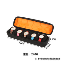 Portable Multi-Slot Watch Storage Box with Sponge Compartments, Zipper Bag for Travel