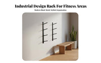 Space Saving Wall Mounted Exercise Mat Rack Multi-Functional Exercise Mat and Block Holder Large Capacity Wall Mounted Fitness Rack Heavy Duty for Yogis