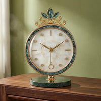 Decorative Quartz Timepiece Marble-Style Base Home Decor Ornate