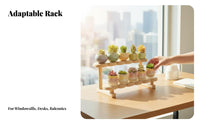 Display Rack Solid Wood Multi-Tier Wooden Plant Stand Space-Saving Desktop Rack for Windowsill, Office, Balcony