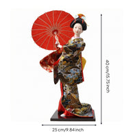 Traditional Japanese Figurine Rectangular Base Japanese Doll Upright Pose Collectible Figure