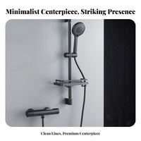 Wall-Mounted Shower Kit with Shelf | Matte, Thermostatic Shower Mixer, for bath