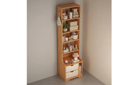 Nightstand Bookshelf Combo Multi-Functional Tall Bedside Bookshelf Space Saving