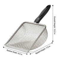 Cat Litter Sifter with 2.8mm and 3.8mm Holes, Stainless Steel Handle Scooper Cat Tool, Shallow Design Litter Scooper for Daily Box Cleaning