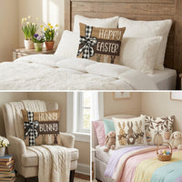 4pcs Easter Pillow Cover Festive Design Decorative Easter Egg Pillow Sham Soft & Comfortable Hare Illustration Throw Pillowcase for Homeowners, Sofa