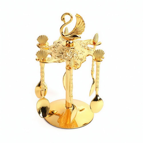 Spoon Rack with Spoons Mirrored Swan Spoon Holder Decorative for Tea Table