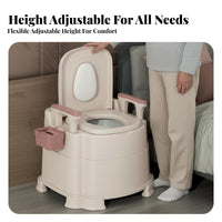 Bedside Commode Anti-Odor Adjustable Bedside Potty Non-Slip Feet for Patients