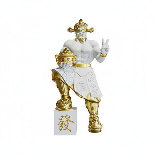 Muscular God of Wealth Statue Housewarming Gift Cai Shen Statue for Shop Counter