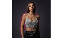 Cropped Top with Chains Lustrous Cropped Top Clothing for Women, Nightlife, Party