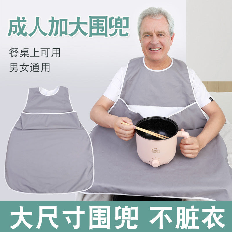 Adult Waterproof Bib for Elderly, Polyester-Cotton, Large Size
