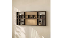 Tea-Room Display Rack Woven Rattan-Style Wooden Display Shelf Space-Saving