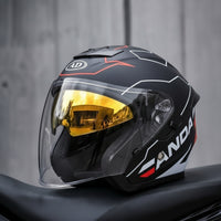 Aerodynamic Half Helmet with Sun Visor | Vented, Half Helmet with Quick Release Buckle, for Street Commuting