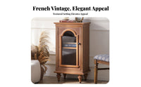 Wooden Nightstand with Glass Door French design End Table centuryera Modern Design adaptable Use for Living Room, Small areas
