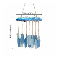 Ocean Glass Wind Chime Handmade Ocean Wave Wind Chime Soothing