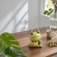 Frog Hanging Planter Hand-Painted Resin Frog Pot Handmade Feel for Patio