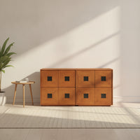 2 Pieces Storage Cabinet Retro Wooden Cabinet Stackable Credenza for Living Room, Bedroom