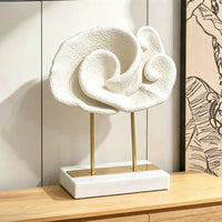 Cloud Sculpture on Stand Textured Cloud Statue with Metal Base Abstract