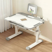 Adjustable Kids Study Desk Set Rounded Corners Height Adjustable Student Writing Table Non-Slip Foot Pads Kids Desk and Chair Set for Bedroom, Reading