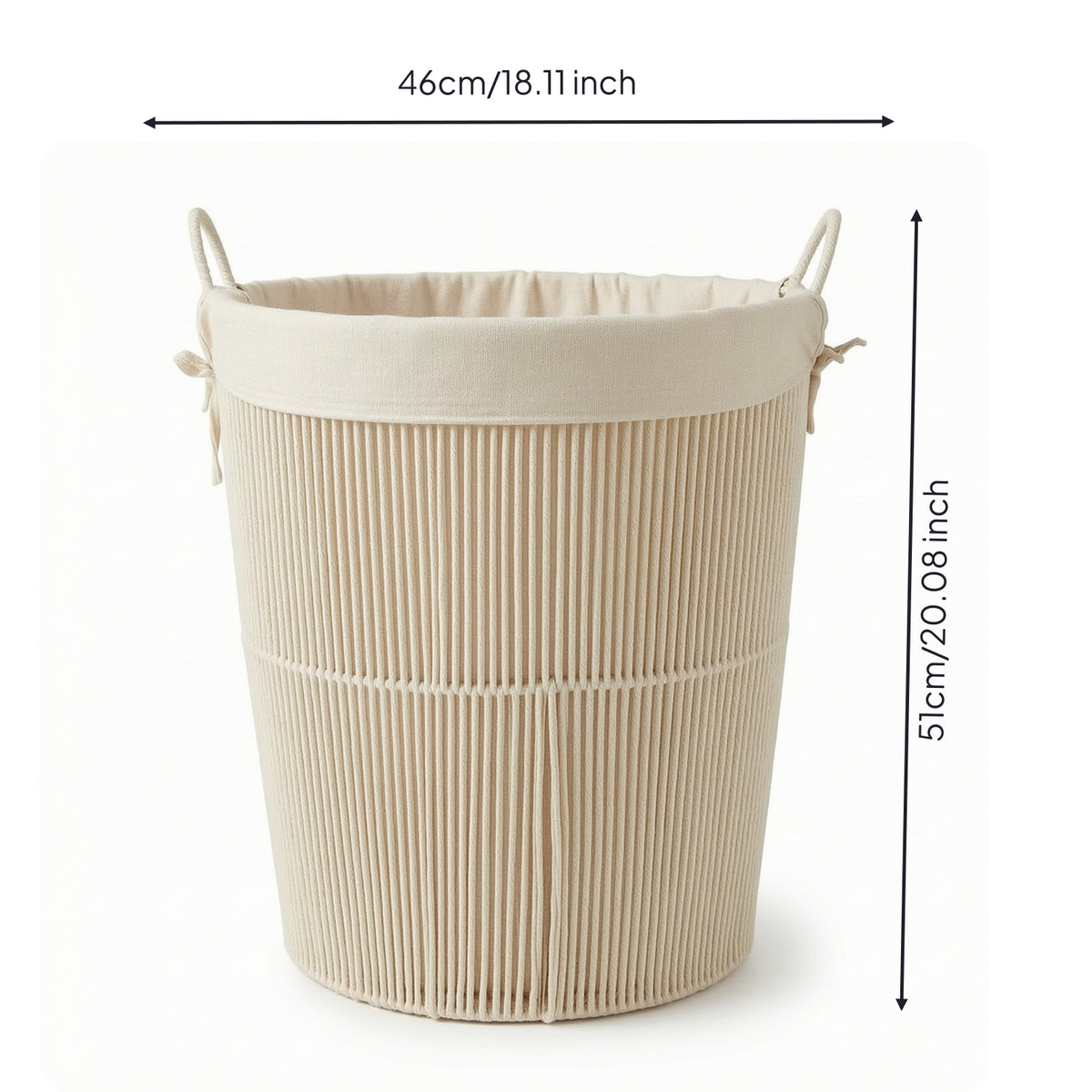 Woven Rope Basket Multipurpose Tall Rope Basket with Handles Lightweight Laundry Hamper for Washroom