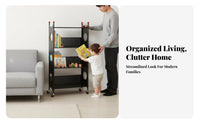 Multi-Level Rolling Cart Space Saving 4-Tier Mobile storage cart adaptable Use Ventilated Shelves for Students, Homeowners