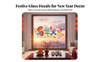 Cute Pony Glass Stickers, 5D Static Clings, Horse Year, Holiday Glass Decor