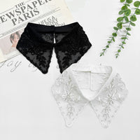 Mesh Beaded Embroidered Fake Collar with Lace Flowers