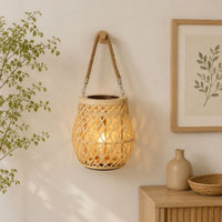 New Chinese Retro Bamboo Woven Lampshade Tabletop Decoration Candle Holder Flower Vase Wedding Arrangement Hand Lantern Classical Ornament