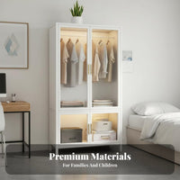 Space Saving Portable Closet with Cover Easy to Assemble independentstanding Garment Rack with Cover Large Capacity Bedroom Furniture Sturdy Frame for Children, Apartment Dwellers, Students, Kids Room, Cloakroom, Garage