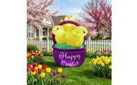 Inflatable Basket with Chicks Built-in LED Lights Easter Inflatable Outdoor Decoration for Yard, Garden, Lawn