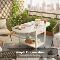 Folding Trolley with Removable Tray Rolling casters Mobile End Table for Balcony