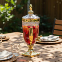 Glass Beverage Dispenser with Spigot Transparent Structure Large Capacity Water Dispenser Vintage Design Beverage Jar Easy To