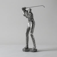 Golfer Statue with Golf Club Shiny Golfer Figurine Tabletop Decor for Bookshelf