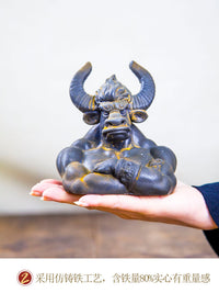新中式混世牛魔王家居客厅桌面小摆件复古做旧工艺品纯手工装饰品