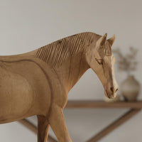 Vintage Horse Sculpture Retro Style Wooden Horse Figurine Elegant Accent Piece Home Decoration for Living Room, Office