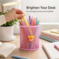 Creative Metal Mesh Round Hollow Pen Holder for Desk Organization