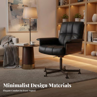 Highspine Managerial Chair Genuine Leather Highspine rotate Armchair Comfortable for Long Sitting sturdy Wood Construction