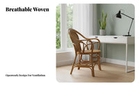 Highspine-supporting Rattan Chair Hand-Woven Home Seating Breathable Design Sturdy Frame for Seniors, Office Workers