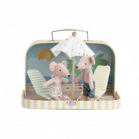 mini Suitcase Display Box with Handle Striped Miniature Display Box Preserving Miniature Case for Interior Decoration
