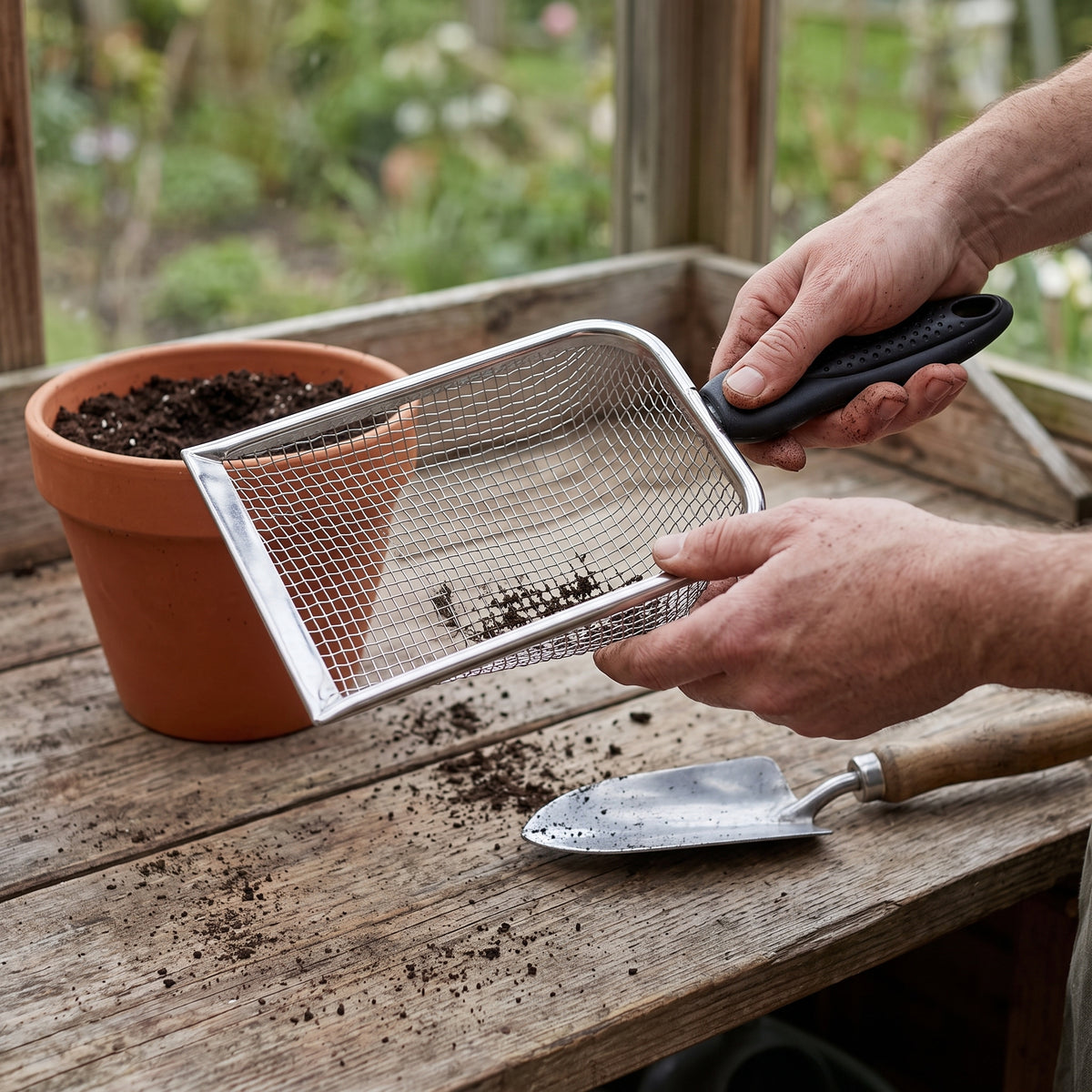 Garden Soil Sieve with Handle for Composting and Planting