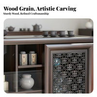 Chinese & Design Beverage Sideboard Sturdy Wood Construction Storage Cabinet Versatile Design Sliding Doors for Families, Study